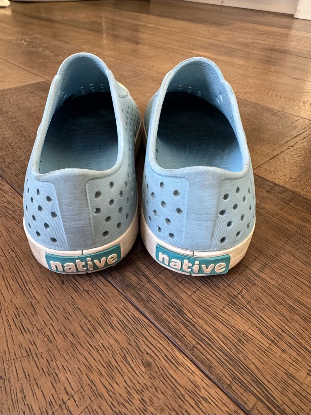 Native Kids Light Blue Slip-On Water Shoes with Pokemon Charms Size J4